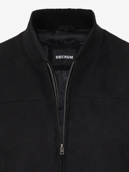 Men's Black Faux Suede Bomber Jacket