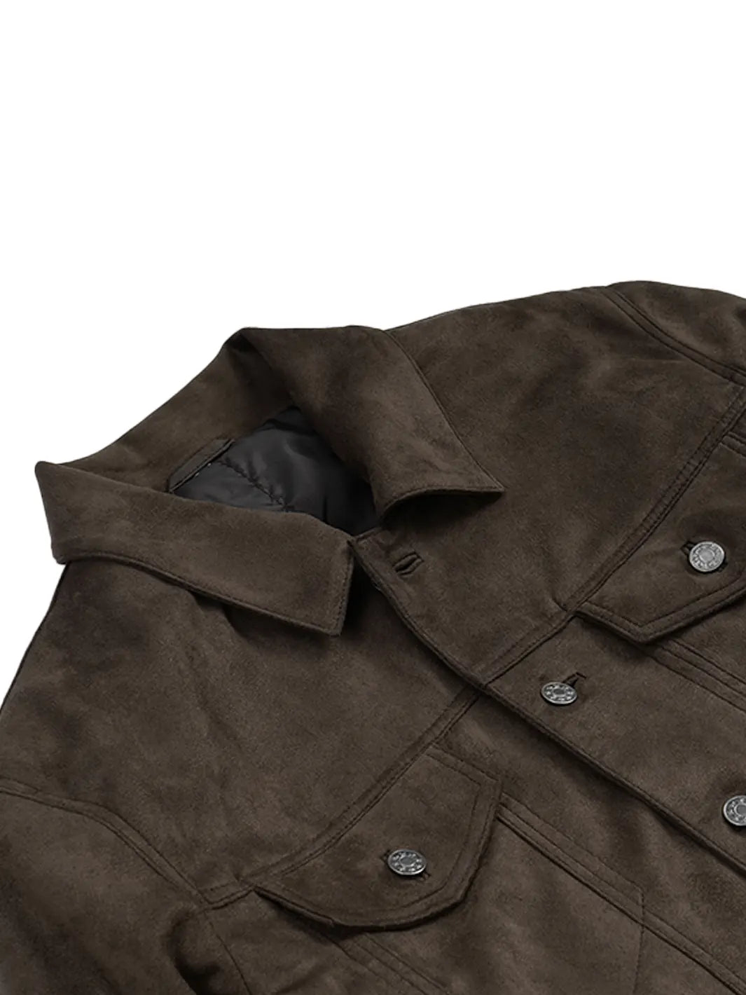 Men's Dark Brown Faux Suede Trucker Jacket