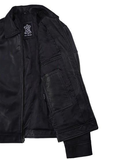 Neville Harrington Style Men's Black Leather Jacket