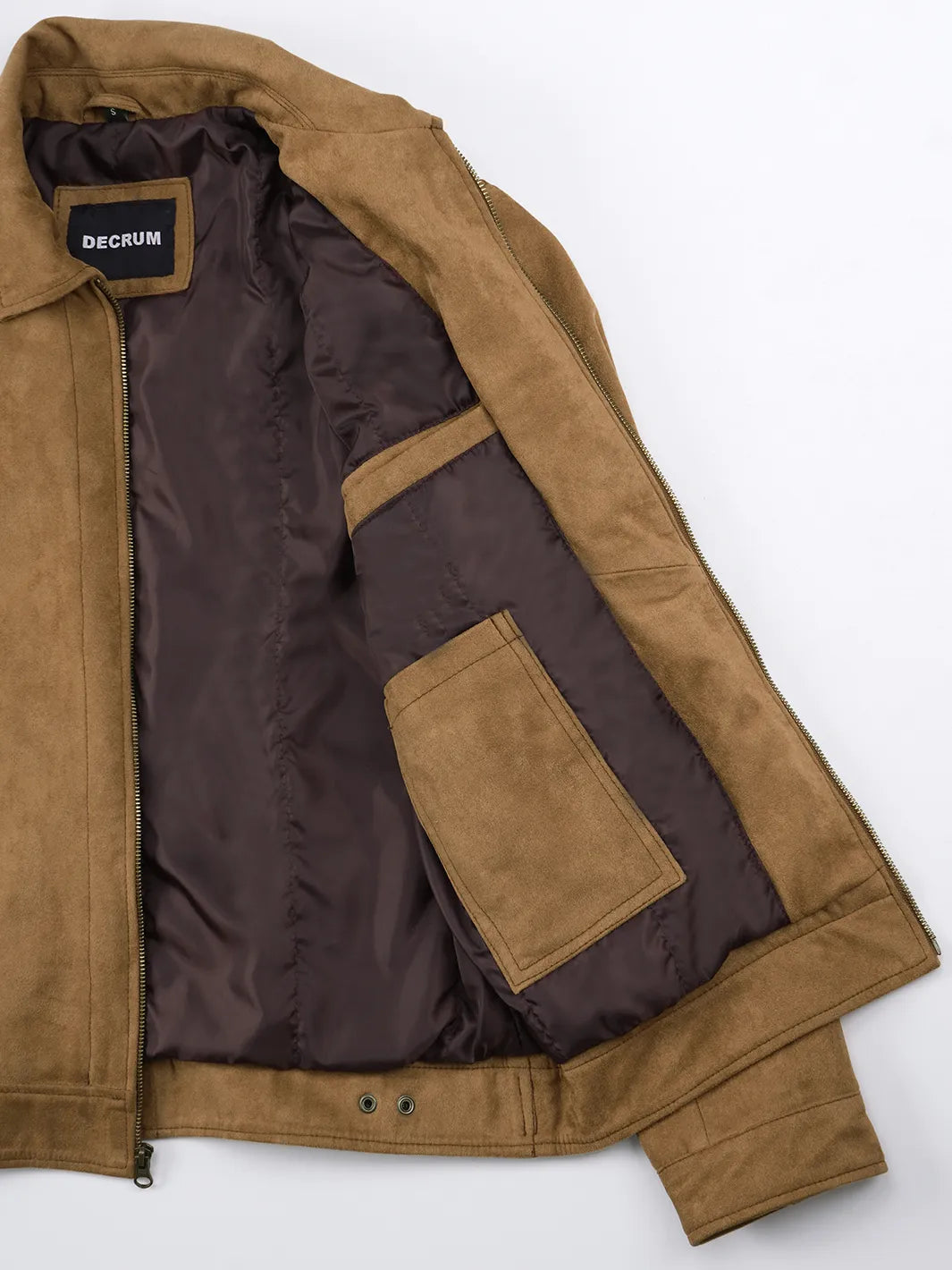 Men's Light Brown Faux Suede Harrington Jacket