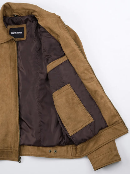 Men's Light Brown Faux Suede Harrington Jacket