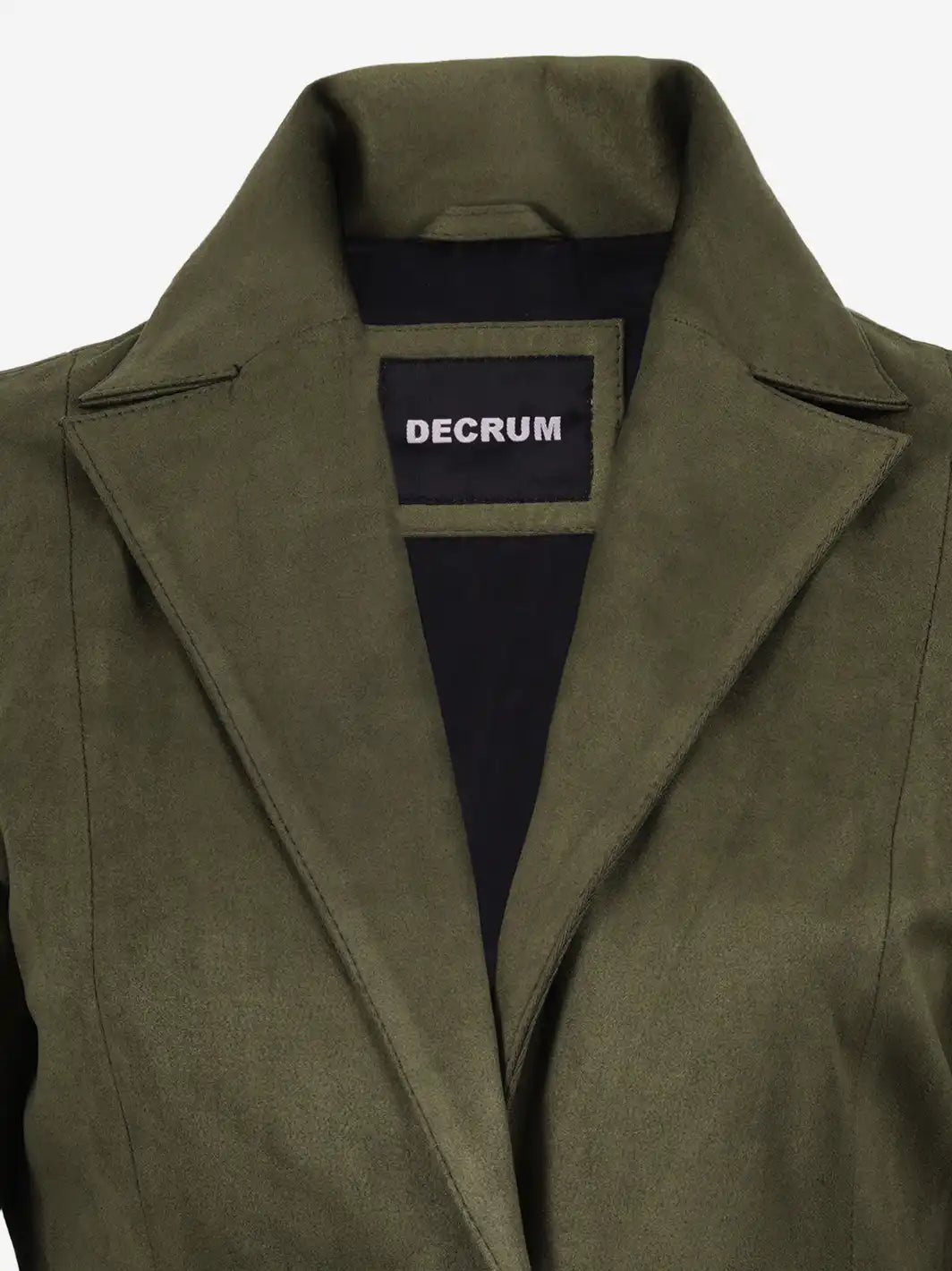 Women's Olive Green Faux Suede Notch Lapel Blazer