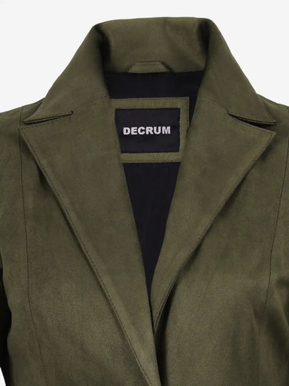 Women's Olive Green Faux Suede Notch Lapel Blazer