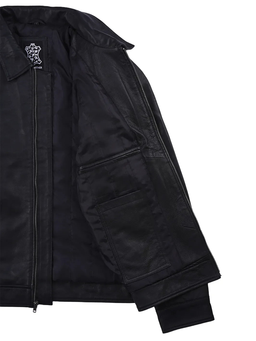 Men's Black Leather Harrington Jacket