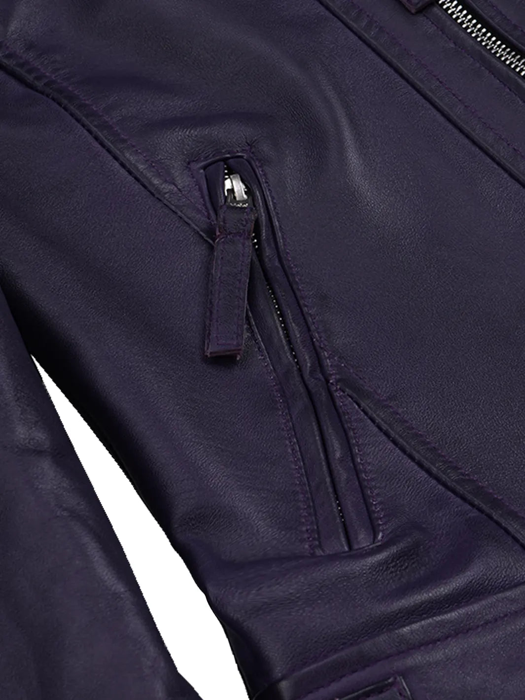 Johnson Women's Purple Quilted Cafe Racer Style Leather Jacket