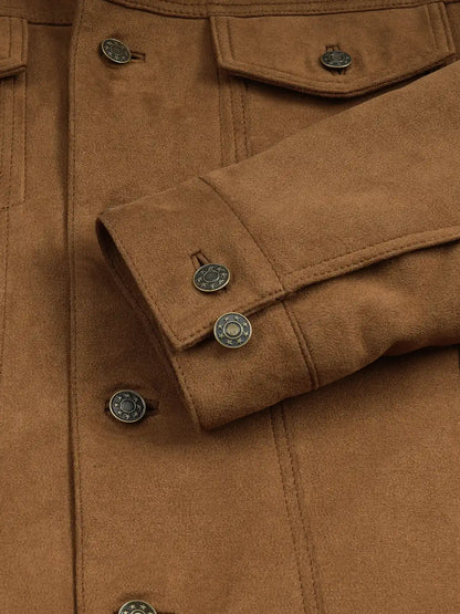 Men's Light Brown Faux Suede Trucker Jacket