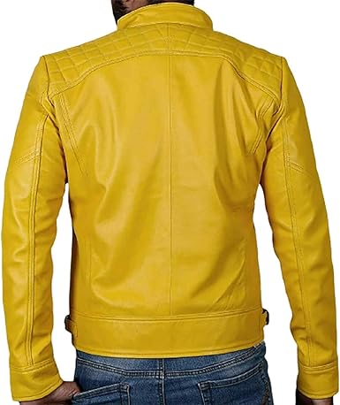 MEN’S YELLOW CAFE RACER LEATHER BIKER JACKET Max Jackets