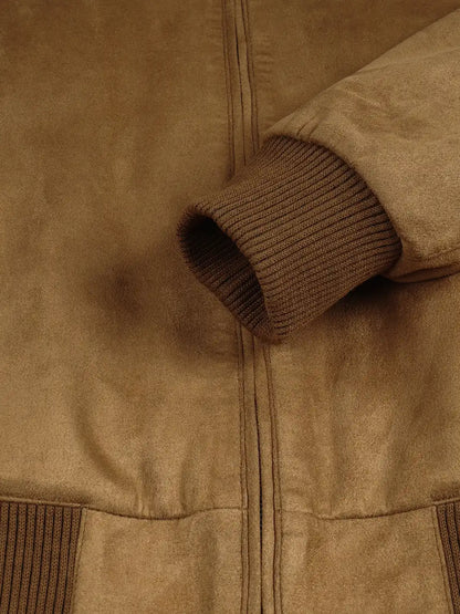 Adamsville Men's Light Brown Faux Suede Bomber Jacket