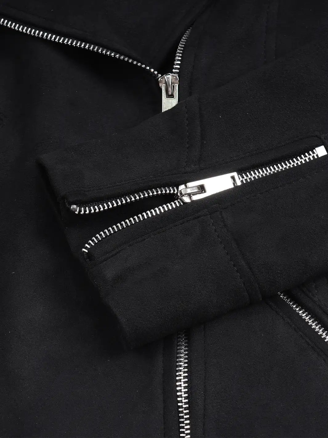 Women's Black Faux Suede Biker Style Jacket