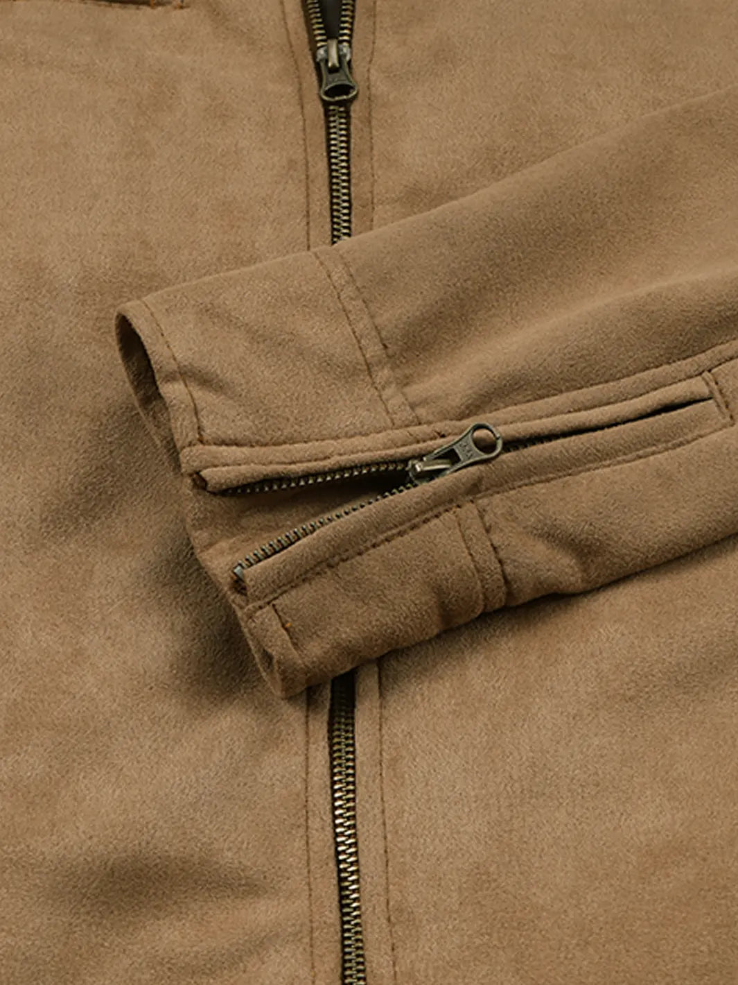 Men's Camel Faux Suede Cafe Racer Jacket