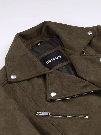 Women's Dark Brown Faux Suede Biker Style Jacket