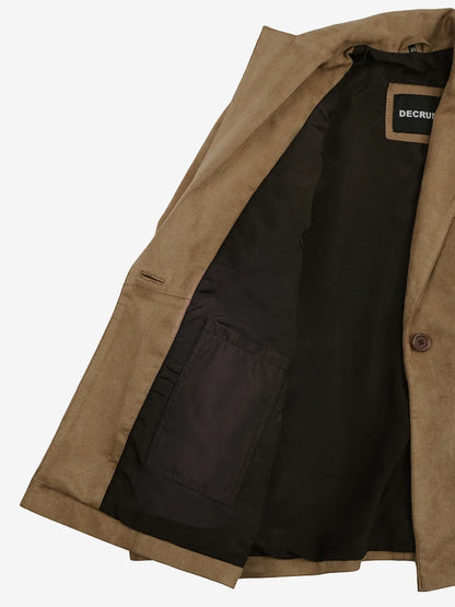 Women's Camel Faux Suede Notch Lapel Blazer