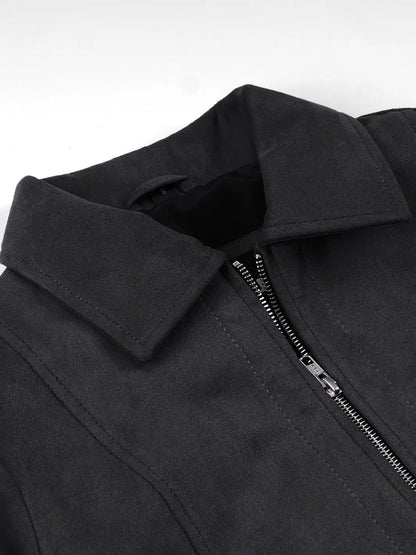 Women's Black Faux Suede Harrington Jacket