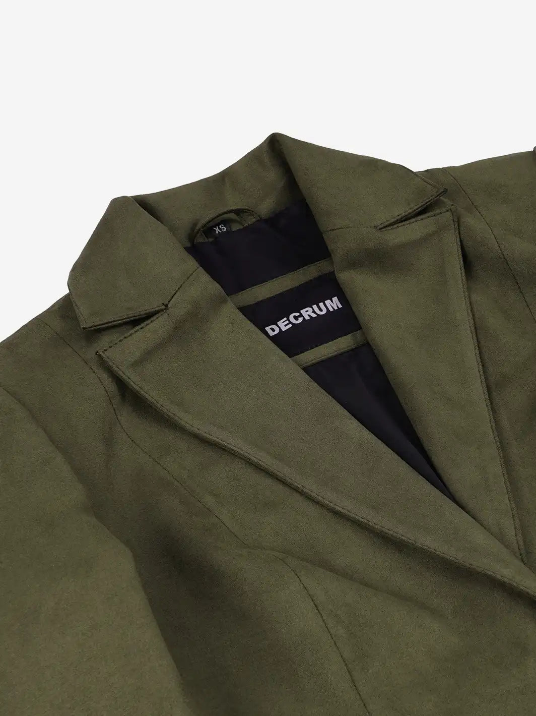 Women's Olive Green Faux Suede Notch Lapel Blazer