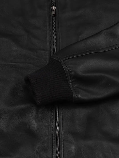 Bryan Men's Black Lambskin Leather Bomber Jacket