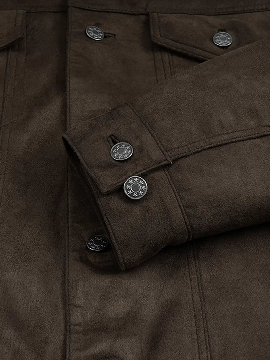 Men's Dark Brown Faux Suede Trucker Jacket