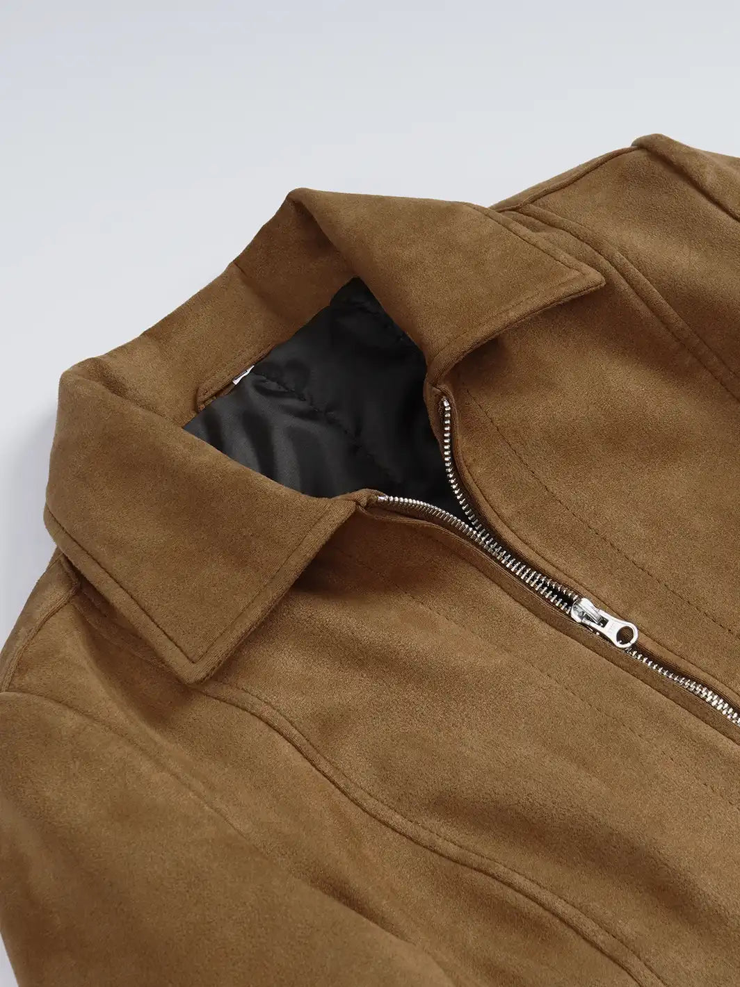 Women's Light Brown Faux Suede Harrington Jacket