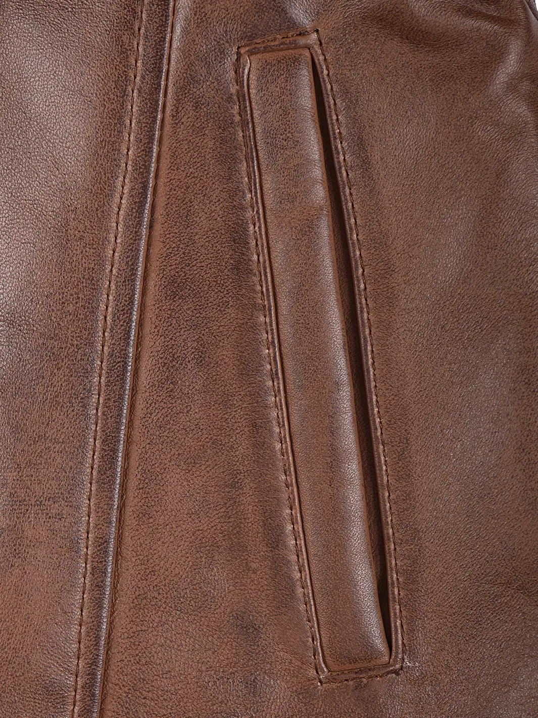 Kandis Women's Cognac Brown Leather Car Coat