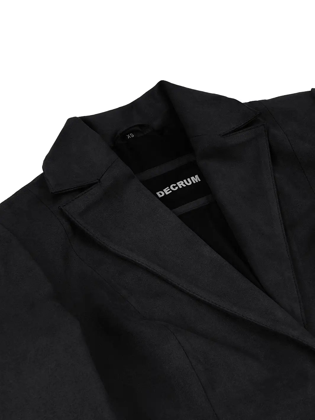 Women's Black Faux Suede Notch Lapel Blazer