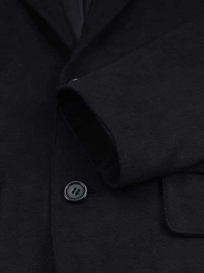 Men's Black Faux Suede Blazer — 2-Button Notch Lapel