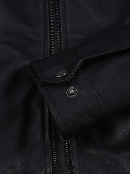 Bickford Mens Black Cafe Racer Style Real Leather Jacket