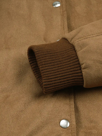 Vera Women's Light Brown Bomber Faux Suede Jacket