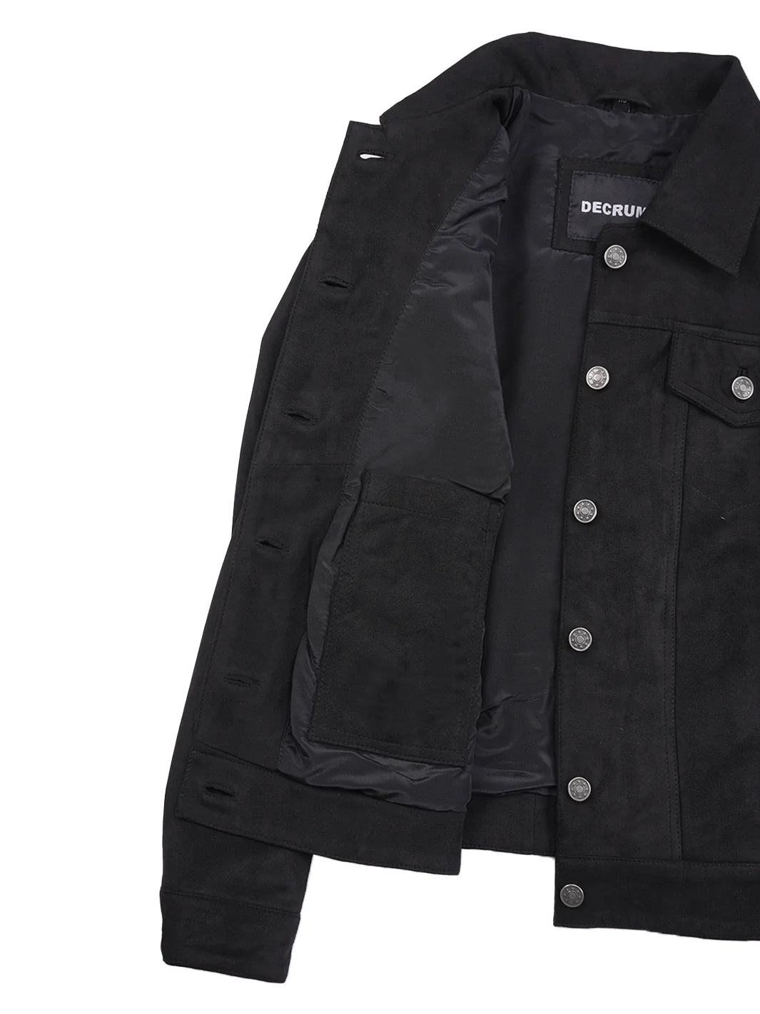 Women's Black Faux Suede Trucker Jacket