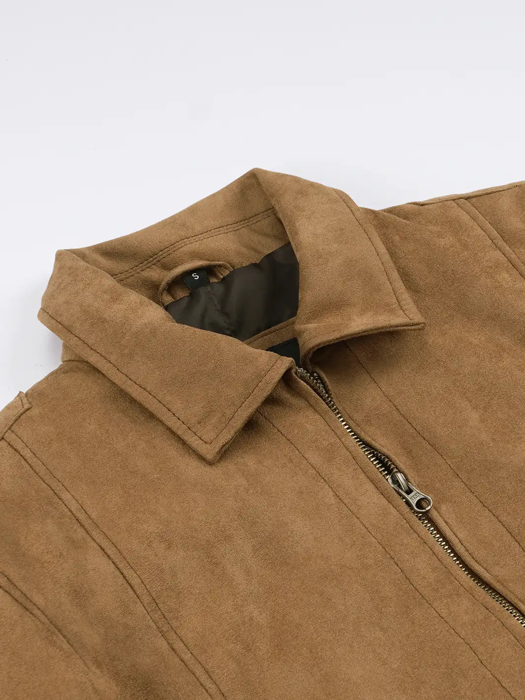 Men's Light Brown Faux Suede Harrington Jacket