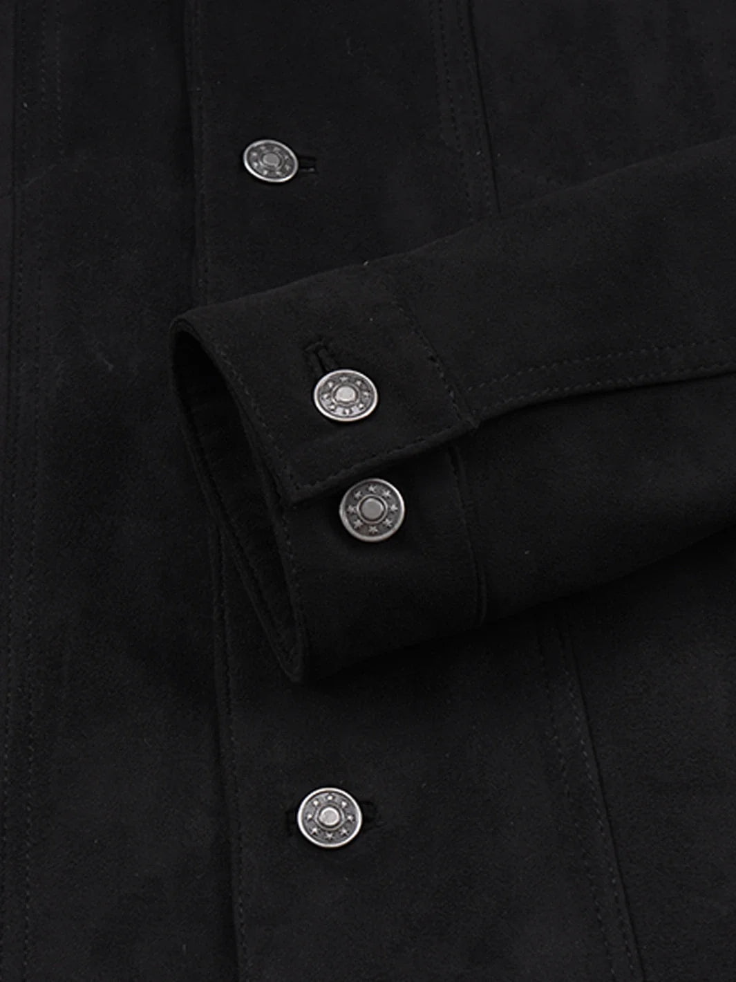 Men's Black Faux Suede Trucker Jacket