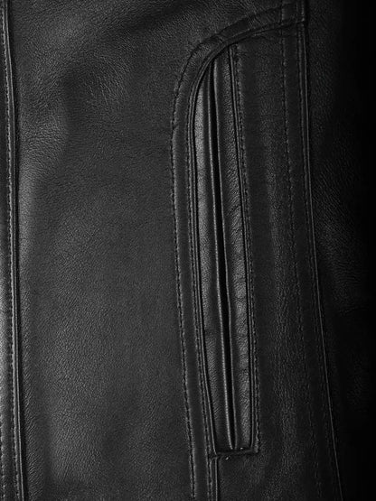 Tavares Womens Black Biker Style Leather Jacket
