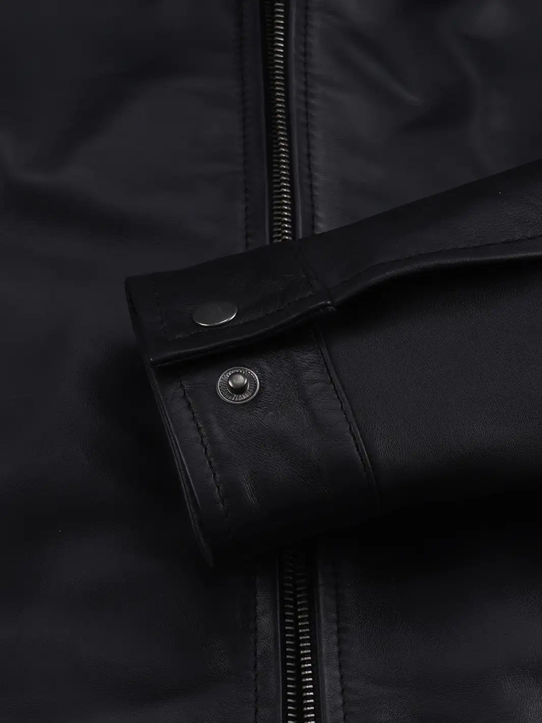 Men's Black Harrington Leather Jacket | Shirt Style Collar