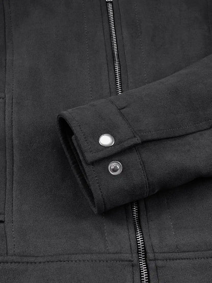 Women's Dark Grey Faux Suede Harrington Jacket