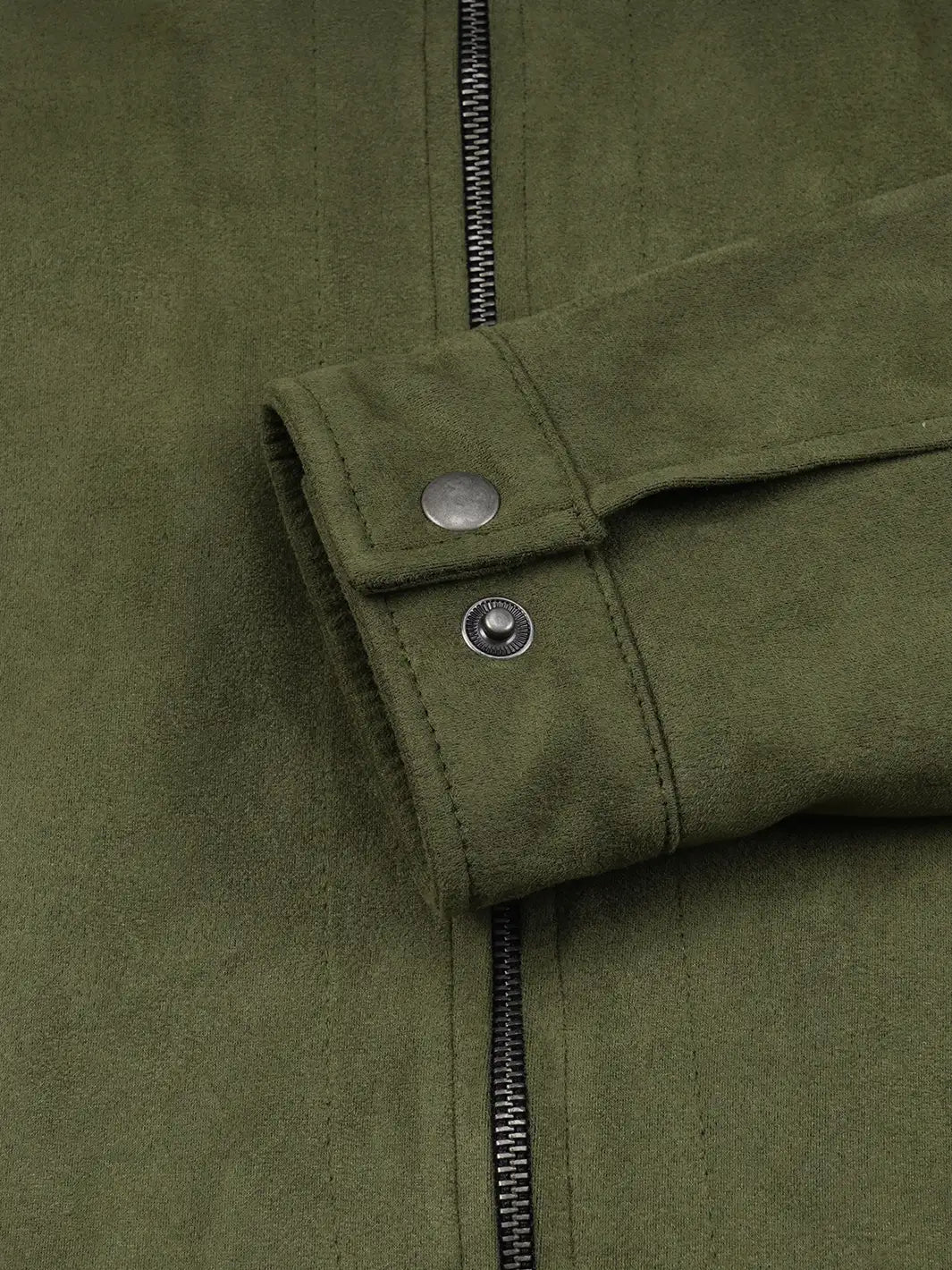 Men's Olive Green Brown Faux Suede Harrington Jacket