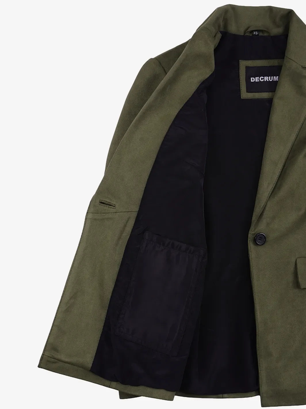 Women's Olive Green Faux Suede Notch Lapel Blazer