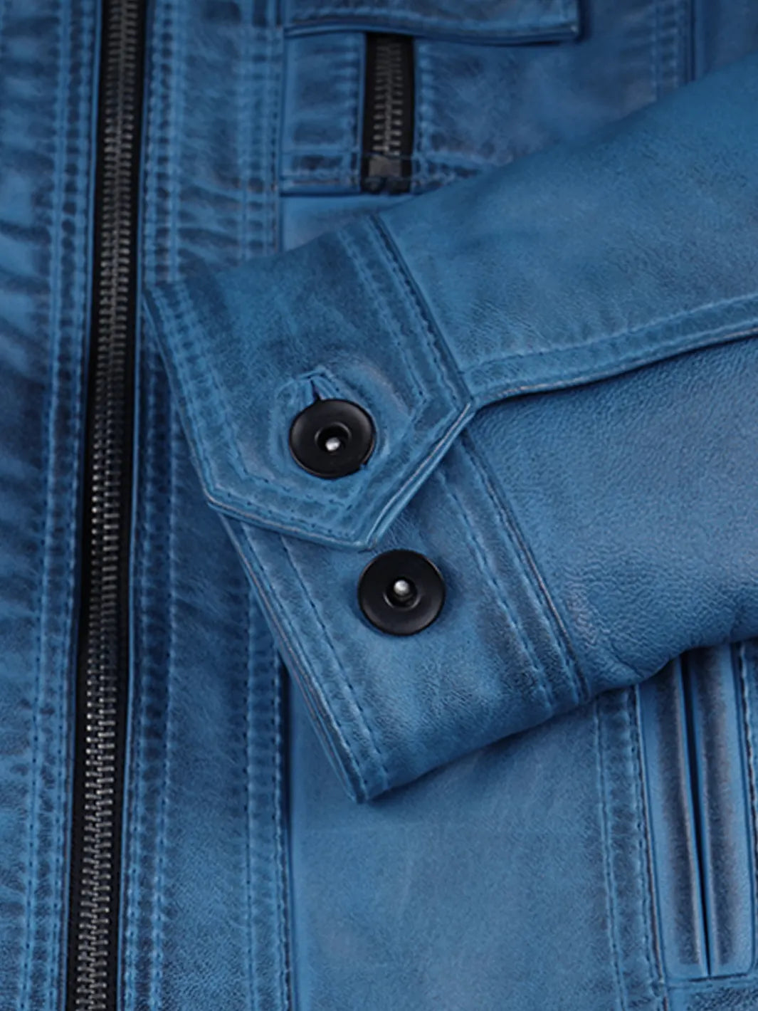 Tavares Womens Vivid Blue Biker Style Leather Jacket
