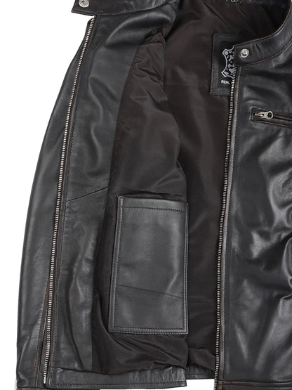 Dodge Women's Rub Off Brown Vintage Leather Jacket