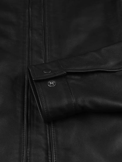 Owen Men's Black Cafe Racer Style Real Leather Jacket