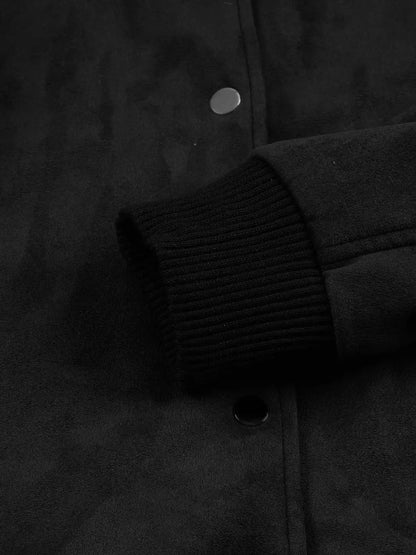 Vera Women's Black Bomber Faux Suede Jacket