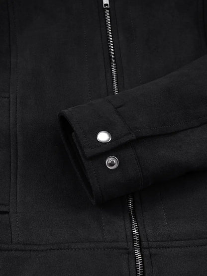 Women's Black Faux Suede Harrington Jacket