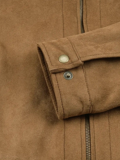 Men's Light Brown Faux Suede Harrington Jacket