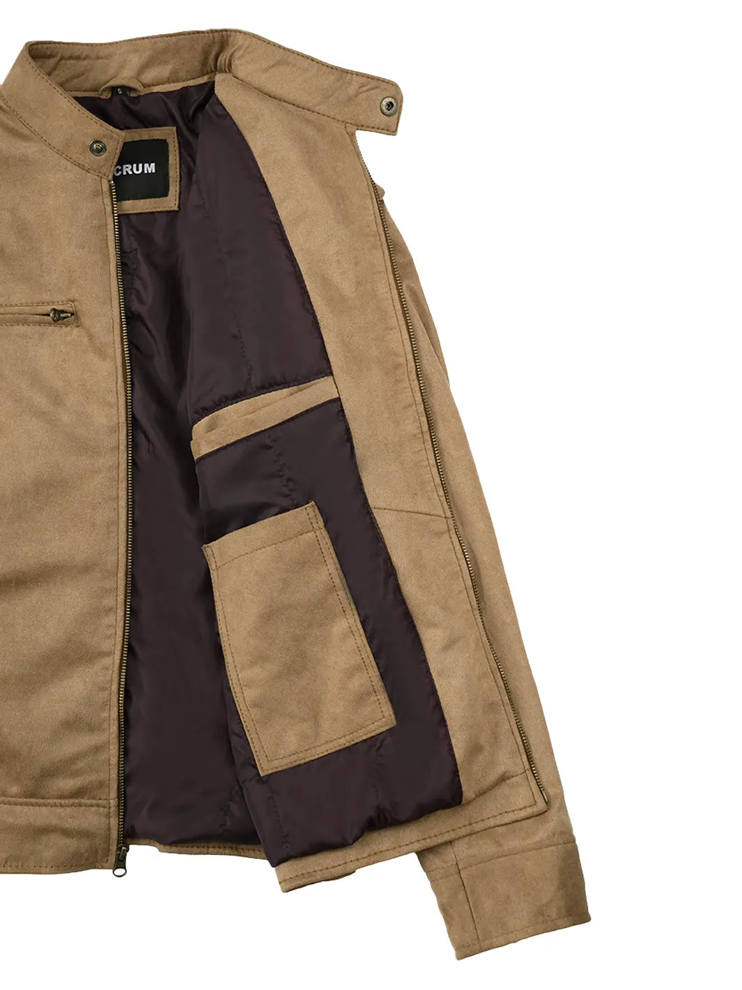 Men's Camel Faux Suede Cafe Racer Jacket