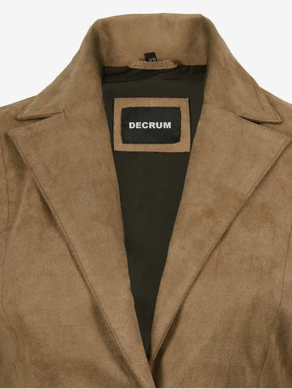 Women's Camel Faux Suede Notch Lapel Blazer