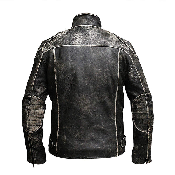 Retro Classic Cafe Racer Distressed Men's Black Genuine Leather Jacket Max Jackets