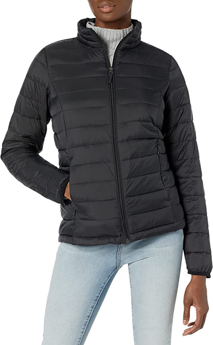Womens Puffer Jacket Long Sleeve, Black