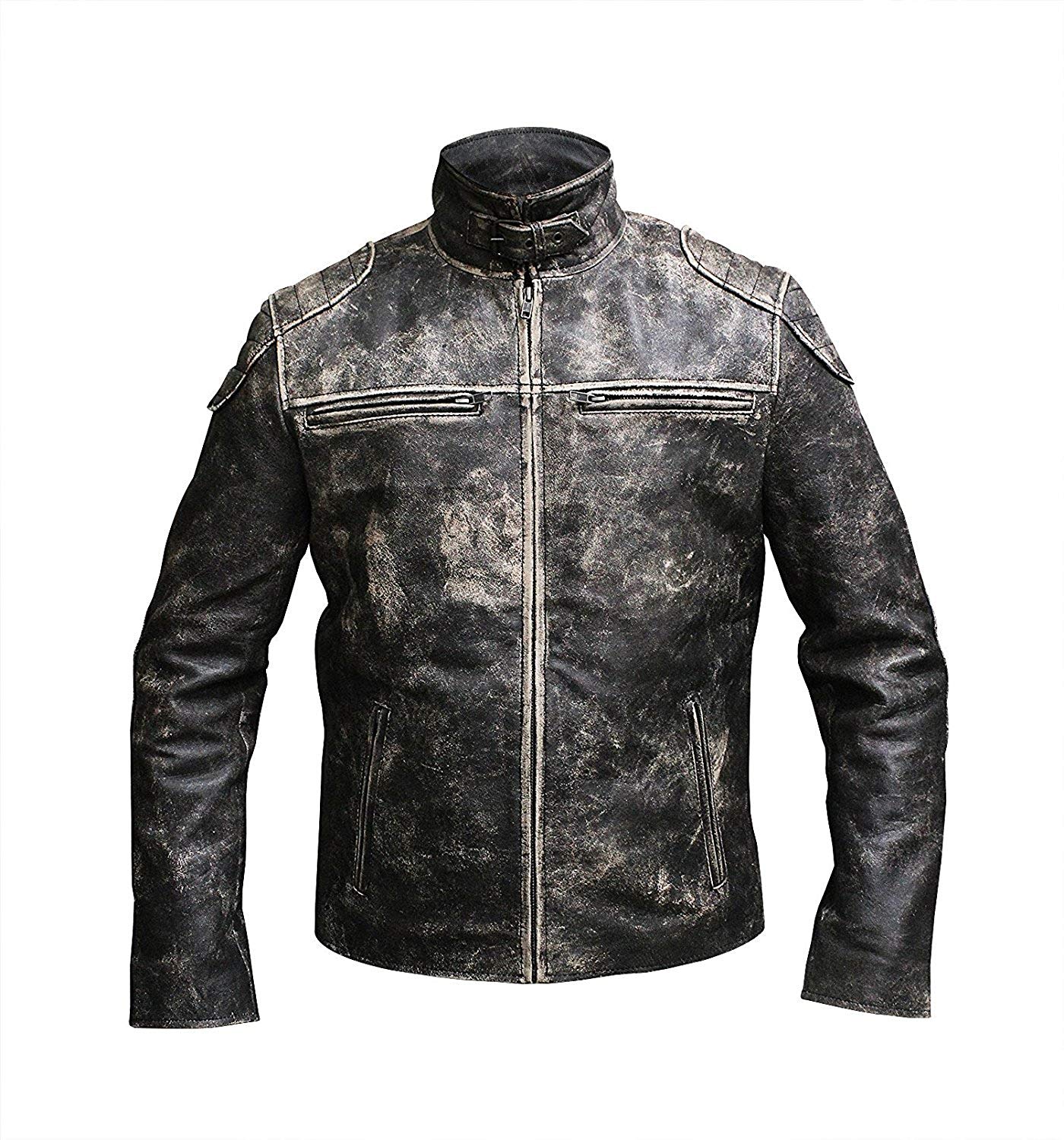 Retro Classic Cafe Racer Distressed Men's Black Genuine Leather Jacket Max Jackets