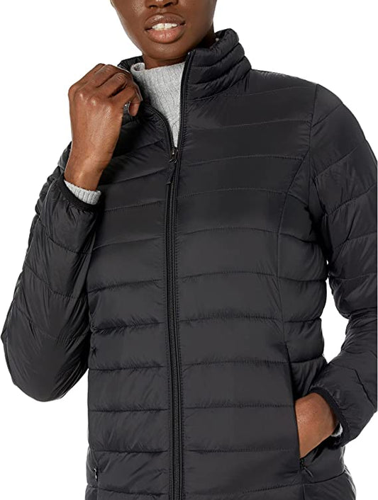 Womens Puffer Jacket Long Sleeve, Black