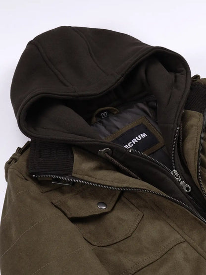 Women's Dark Brown Faux Suede Hooded Bomber Jacket