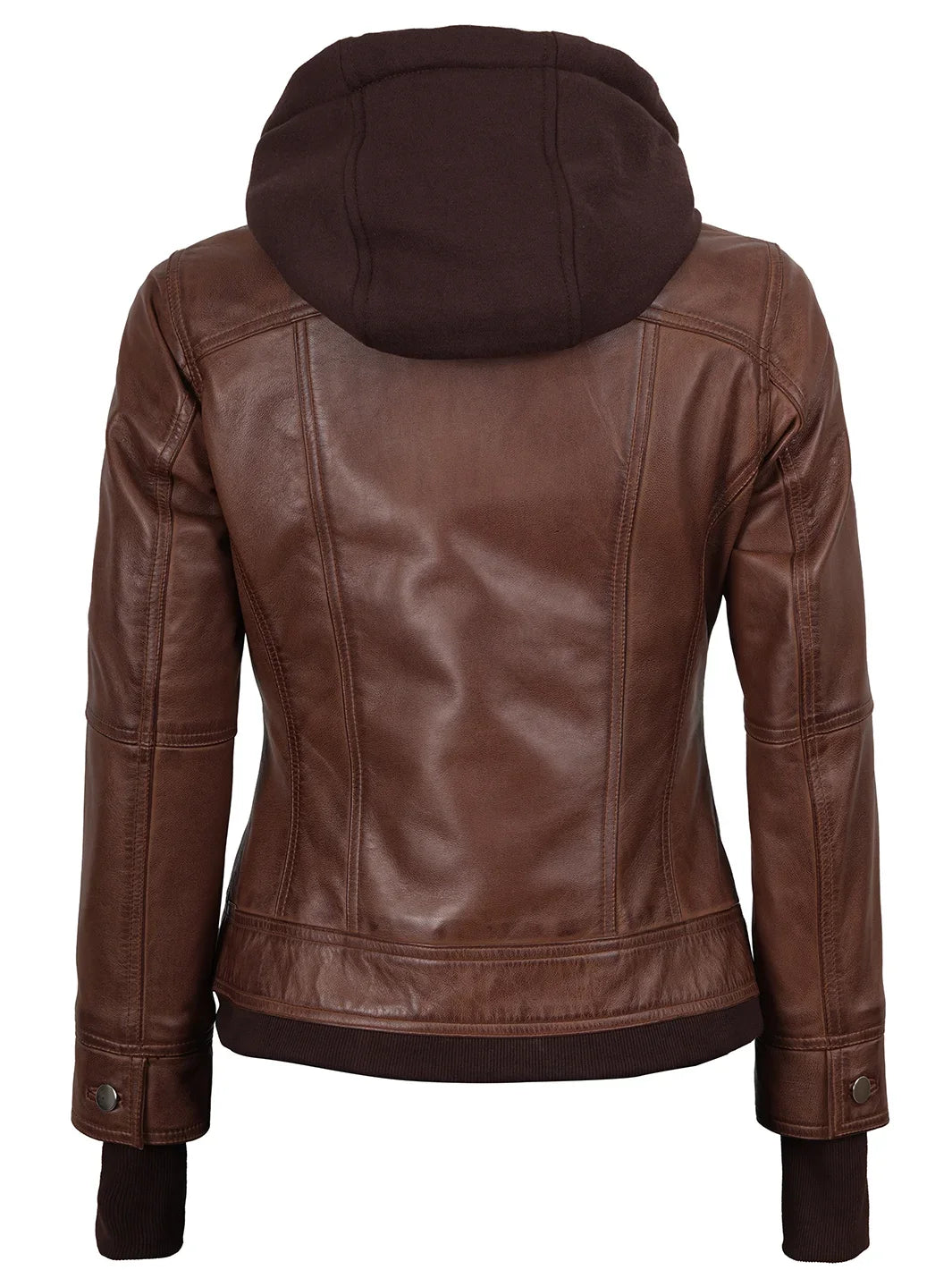 Dark Brown Women's Bomber Jacket with Removable Hood