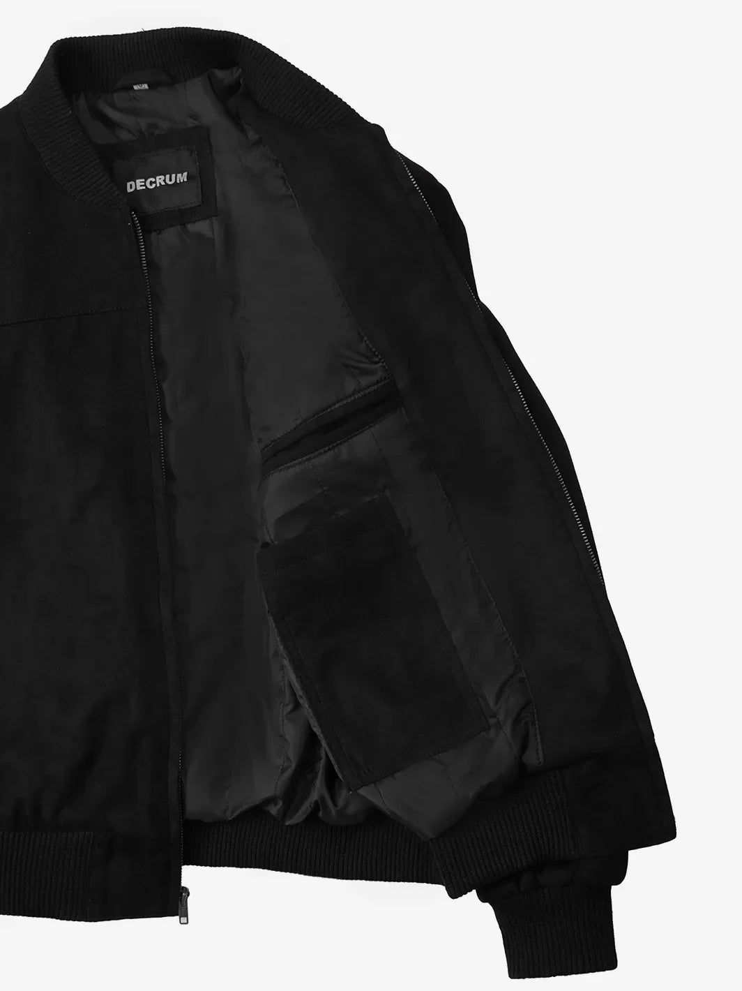 Men's Black Faux Suede Bomber Jacket