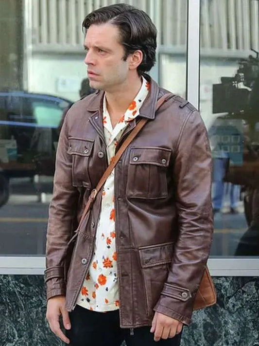 A Different Man Sebastian Stan Brown Leather Jacket Max Jackets